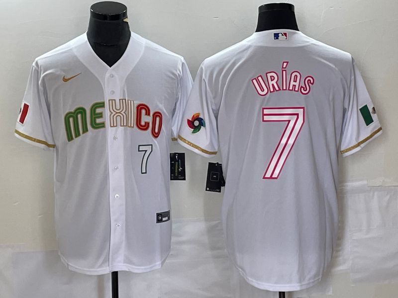 Men 2023 World Cub Mexico #7 Urias White Nike MLB Jersey style 21